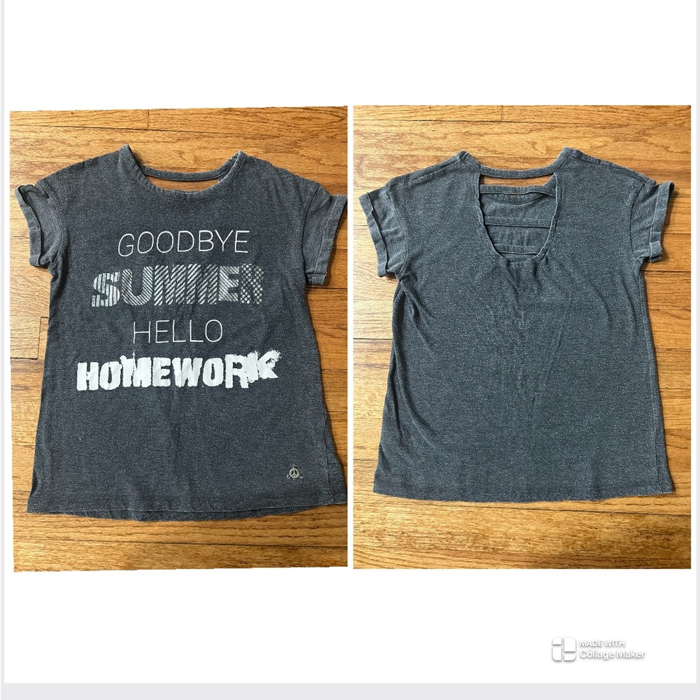 Butter Girls Gray Cotton Soft Graphic T-Shirt Goodbye Summer Hello Homework